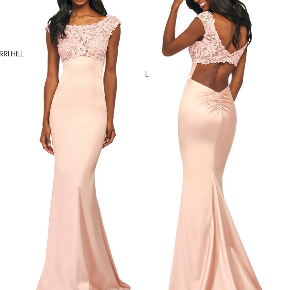 Sherri Hill NEW 53605 Blush Pink Lace Empire Waist Prom Wedding Gown